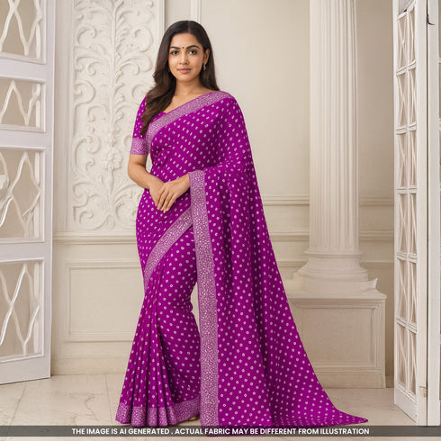 Bandhani Print Chinon Chiffon Fabric-F4908